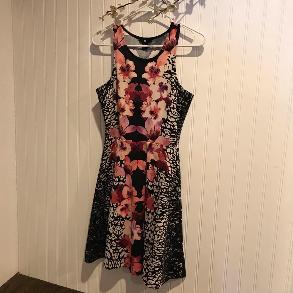 H&M floral and leopard print dress